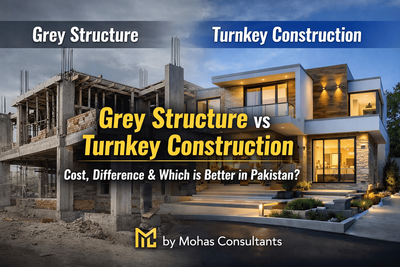 Grey Structure vs Turnkey Construction: Cost, Difference & Which is Better in Pakistan? | Mohas Consultants