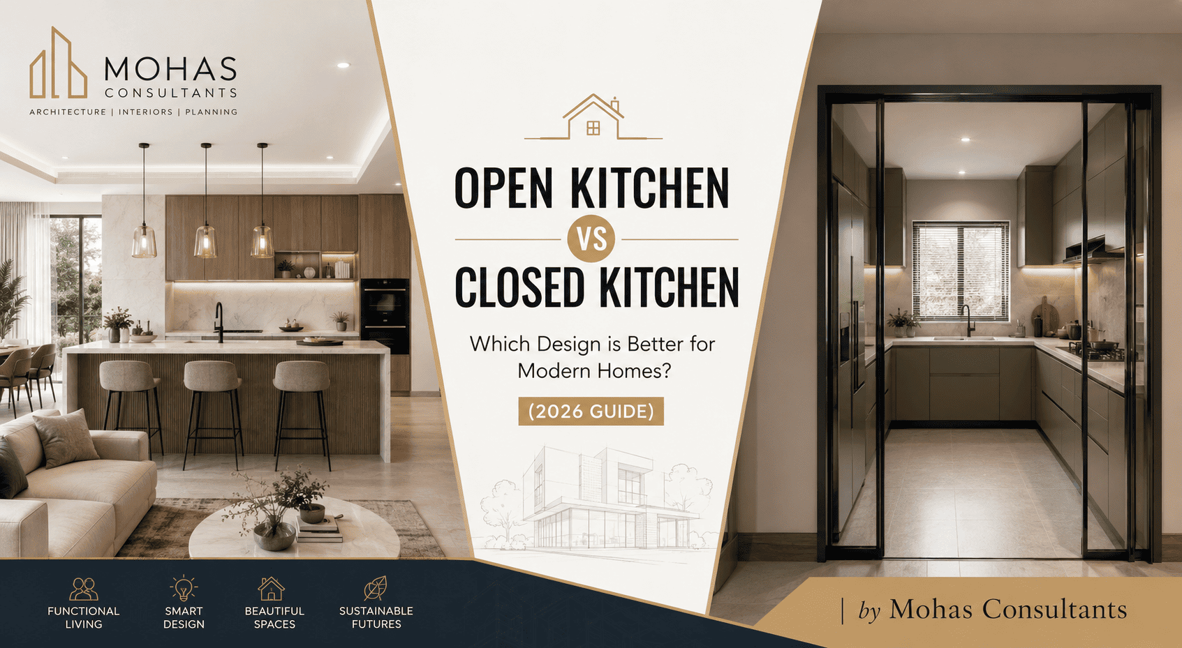 Open Kitchen vs Closed Kitchen: Which Design is Better for Modern Homes? (2026 Guide) | Mohas Consultants